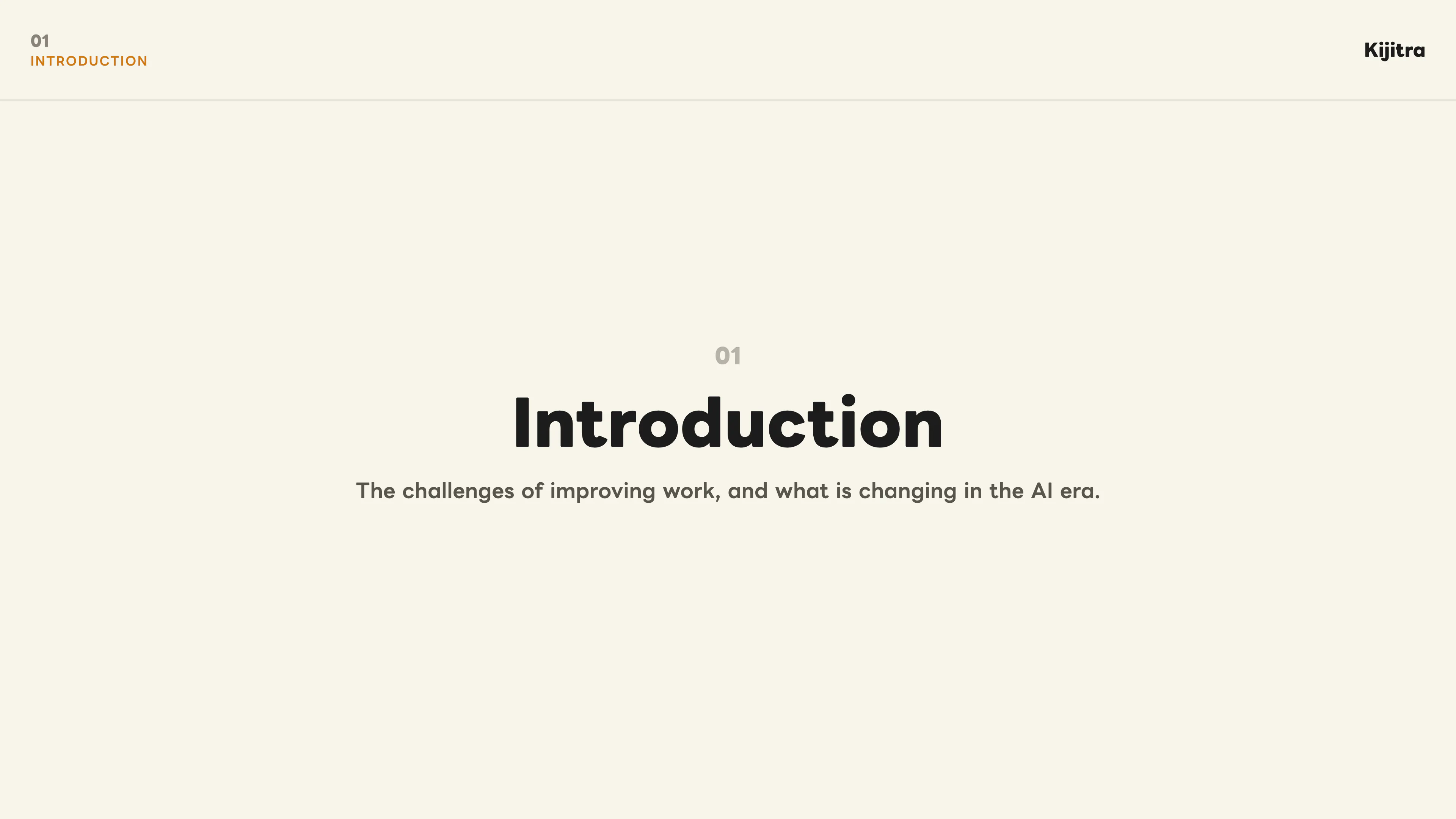 Introduction to the challenges of improving work in the AI era.